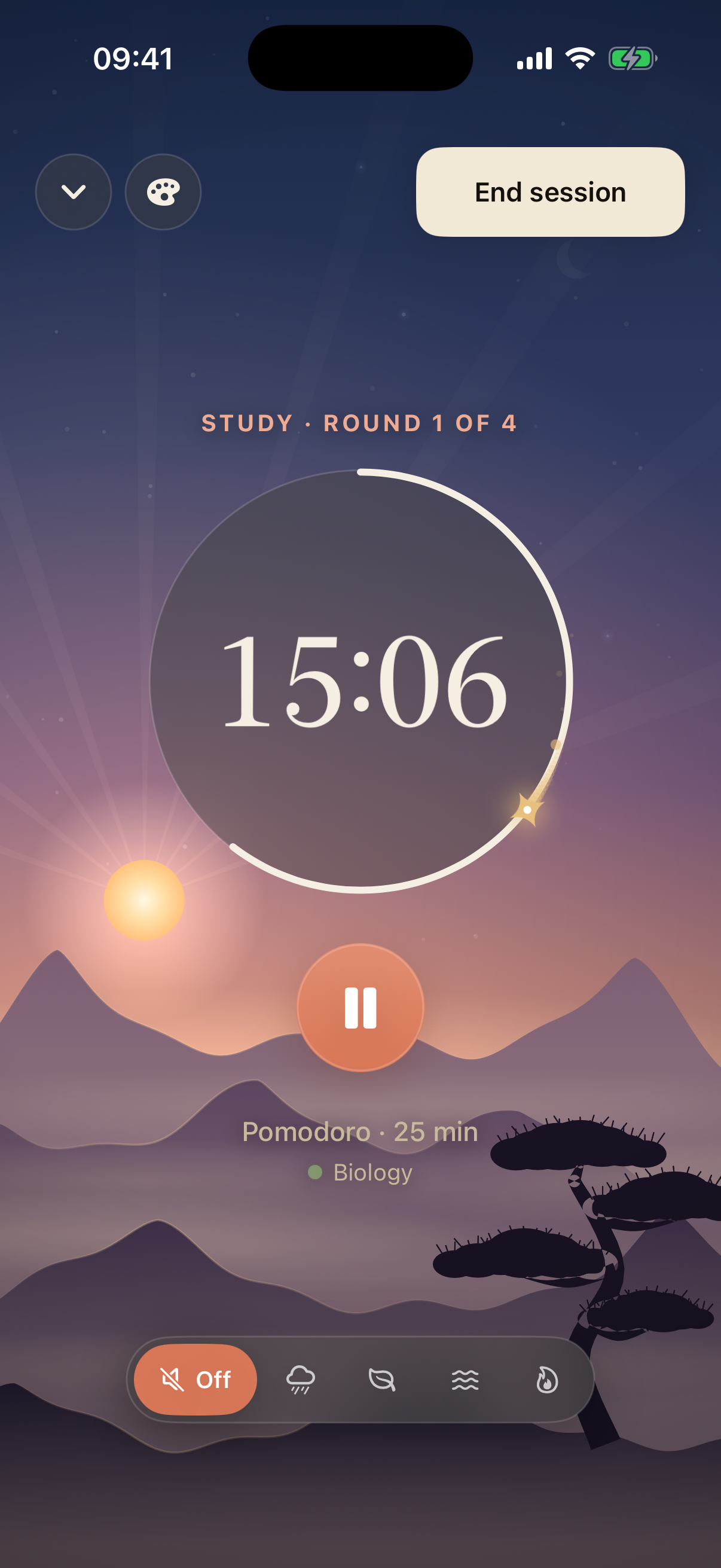 A timer made to disappear. Hako app screen